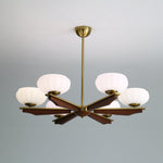 Imperium Modern Glass Wood Chandelier for Dining Room and Foyer