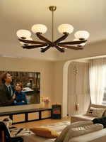 Imperium Modern Glass Wood Chandelier for Dining Room and Foyer