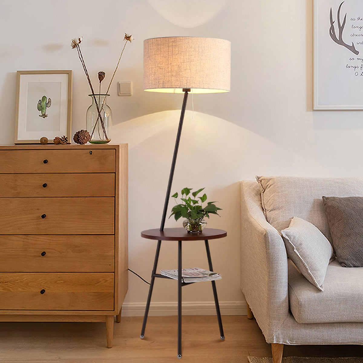 Inclined Tube With Table Floor Lamp