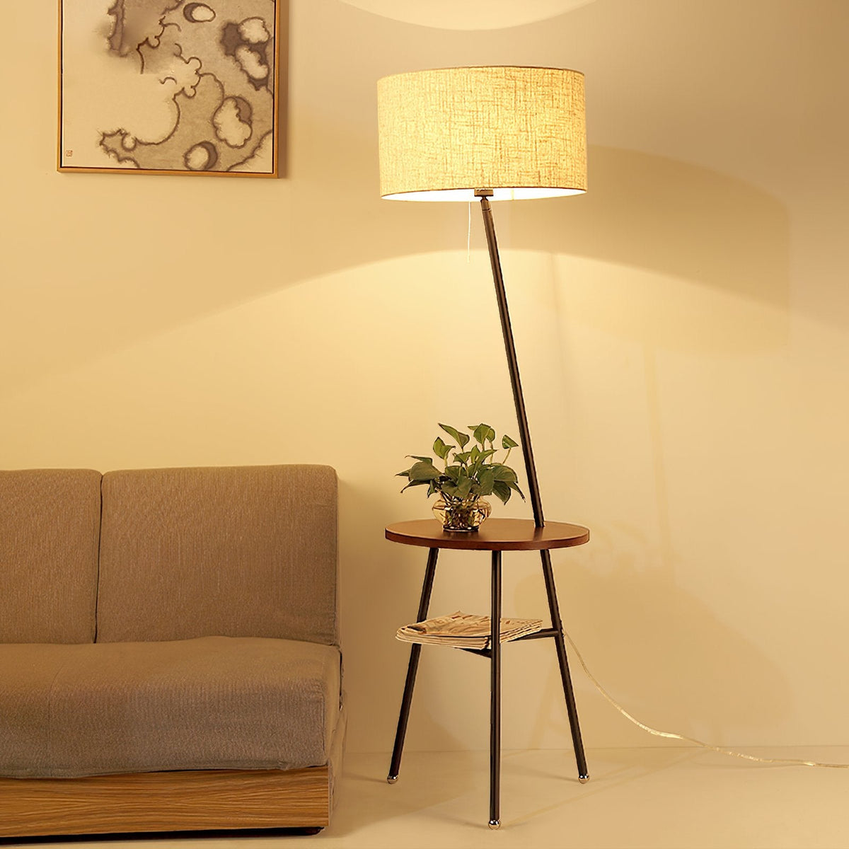 Inclined Tube With Table Floor Lamp