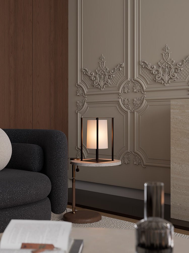 Industrial Cage Frame Table Lamp with Paper Shade