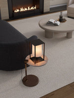 Industrial Cage Frame Table Lamp with Paper Shade
