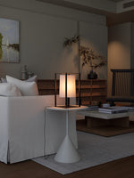 Industrial Cage Frame Table Lamp with Paper Shade
