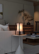 Industrial Cage Frame Table Lamp with Paper Shade