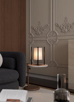 Industrial Cage Frame Table Lamp with Paper Shade