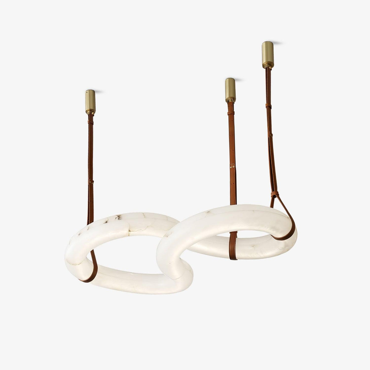 Infinity Alabaster Pendant Light in Brass and Leather