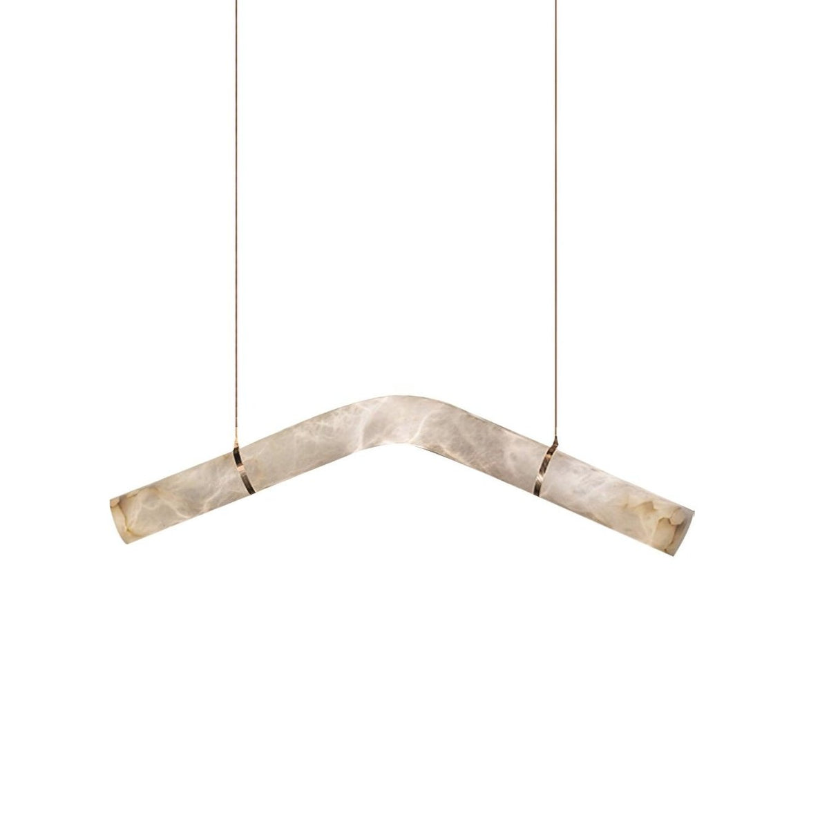 Infinity Alabaster Pendant Light in Brass and Leather
