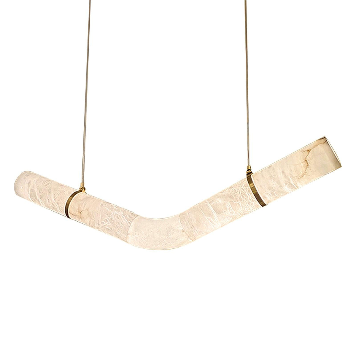 Infinity Alabaster Pendant Light in Brass and Leather