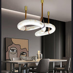 Infinity Alabaster Pendant Light in Brass and Leather