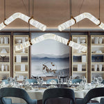 Infinity Alabaster Pendant Light in Brass and Leather