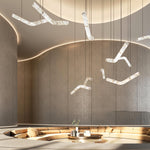 Infinity Alabaster Pendant Light in Brass and Leather