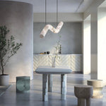Infinity Alabaster Pendant Light in Brass and Leather