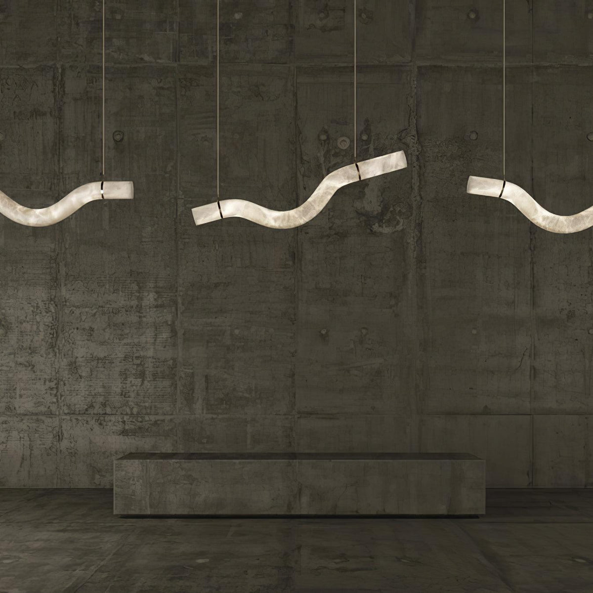 Infinity Alabaster Pendant Light in Brass and Leather