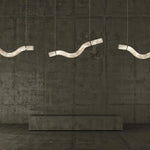 Infinity Alabaster Pendant Light in Brass and Leather
