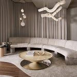 Infinity Alabaster Pendant Light in Brass and Leather