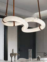 Infinity Alabaster Pendant Light in Brass and Leather