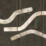 Infinity Alabaster Pendant Light in Brass and Leather