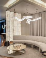 Infinity Alabaster Pendant Light in Brass and Leather