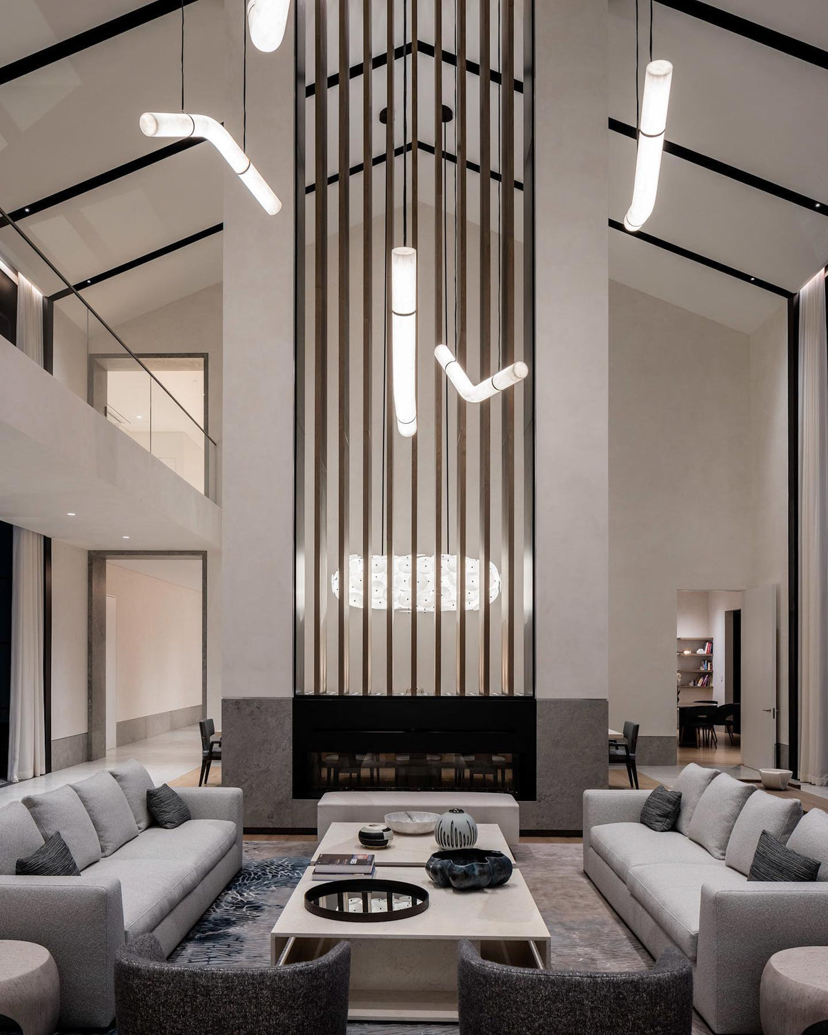 Infinity Alabaster Pendant Light in Brass and Leather