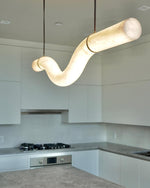 Infinity Alabaster Pendant Light in Brass and Leather