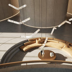 Infinity Alabaster Pendant Light in Brass and Leather