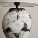 Inkwash Ceramic Table Lamp with Hand-Painted Abstract Base and White Fabric Shade