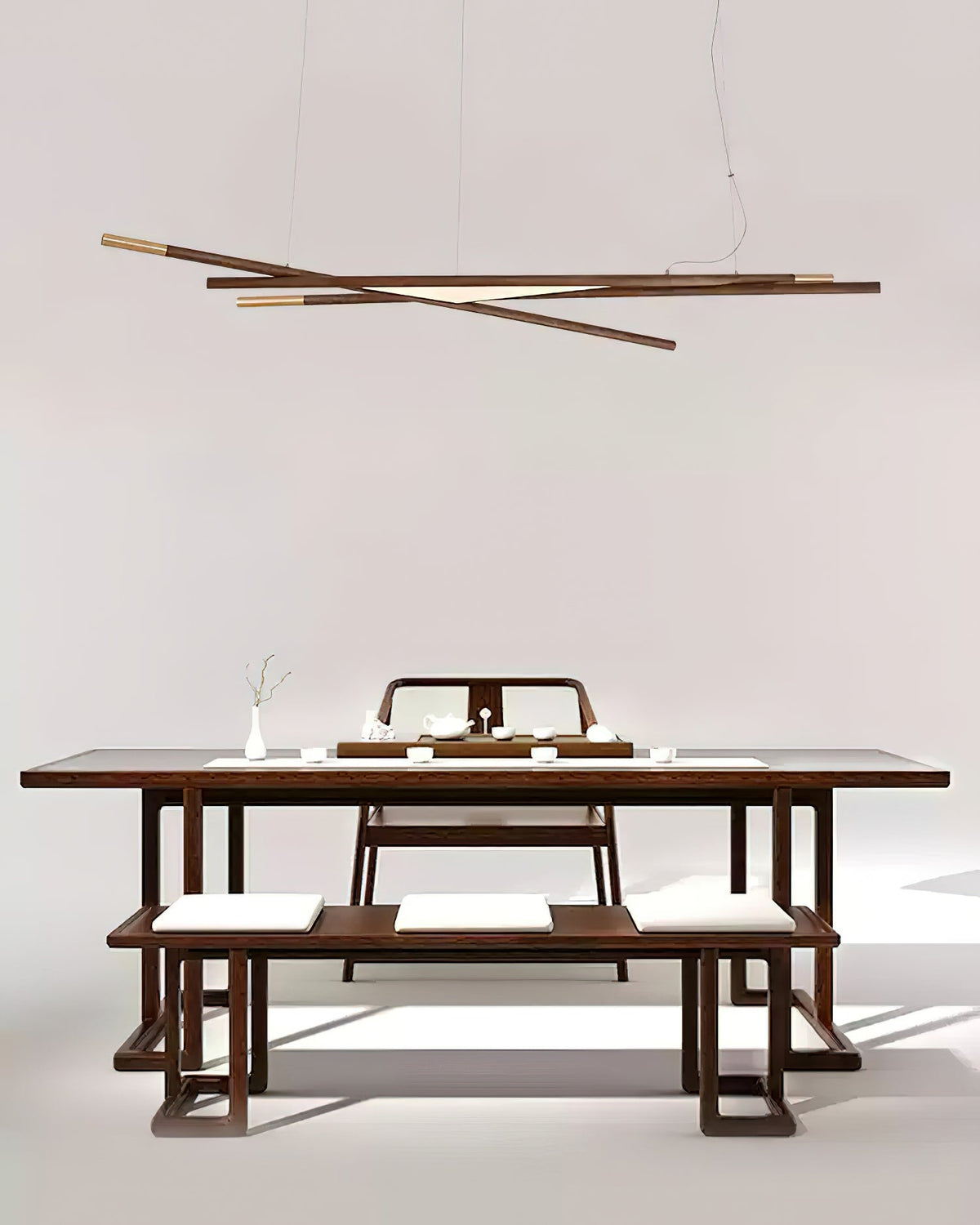 Intersect Modern Wood LED Chandelier for Dining Room and Living Space