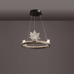 Ion Leaf Modern LED Chandelier in Gold or Black for Dining Room and Living Room