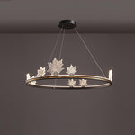 Ion Leaf Modern LED Chandelier in Gold or Black for Dining Room and Living Room