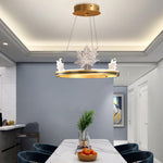Ion Leaf Modern LED Chandelier in Gold or Black for Dining Room and Living Room