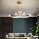 Ion Leaf Modern LED Chandelier in Gold or Black for Dining Room and Living Room