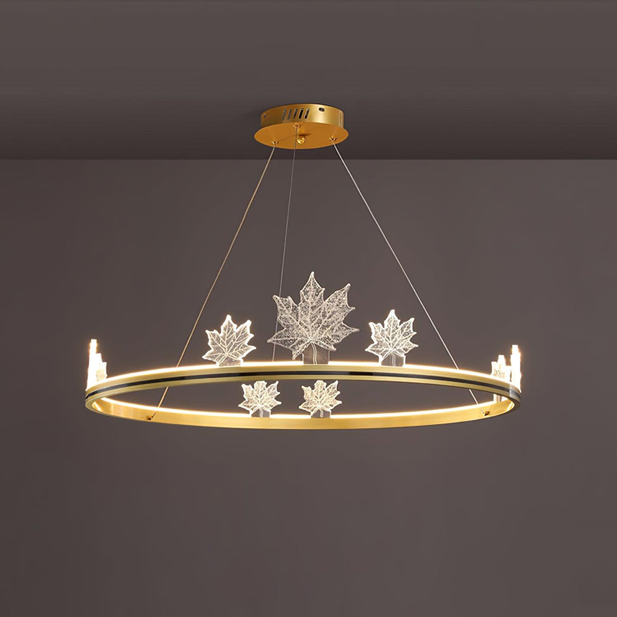 Ion Leaf Modern LED Chandelier in Gold or Black for Dining Room and Living Room