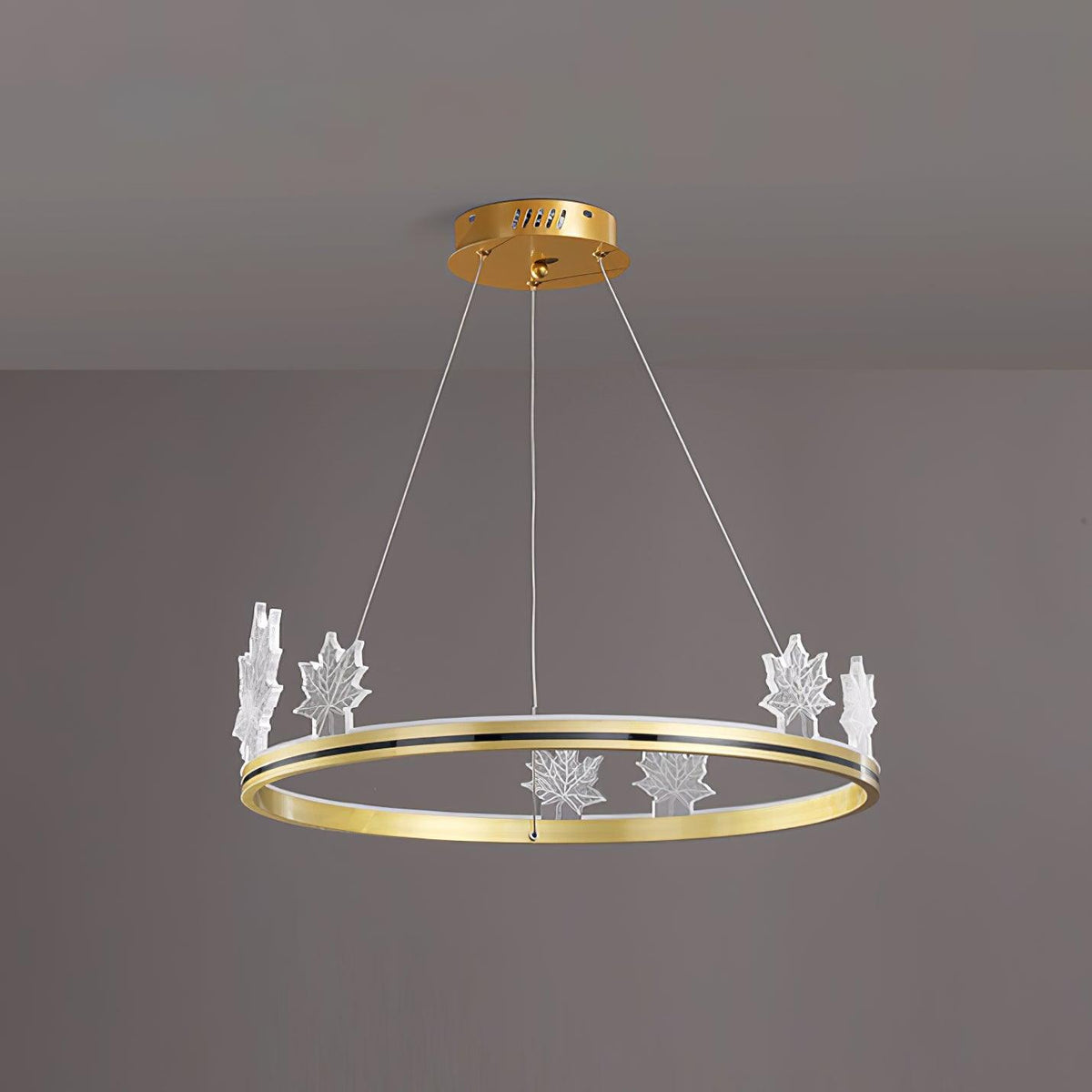 Ion Leaf Modern LED Chandelier in Gold or Black for Dining Room and Living Room