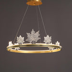 Ion Leaf Modern LED Chandelier in Gold or Black for Dining Room and Living Room