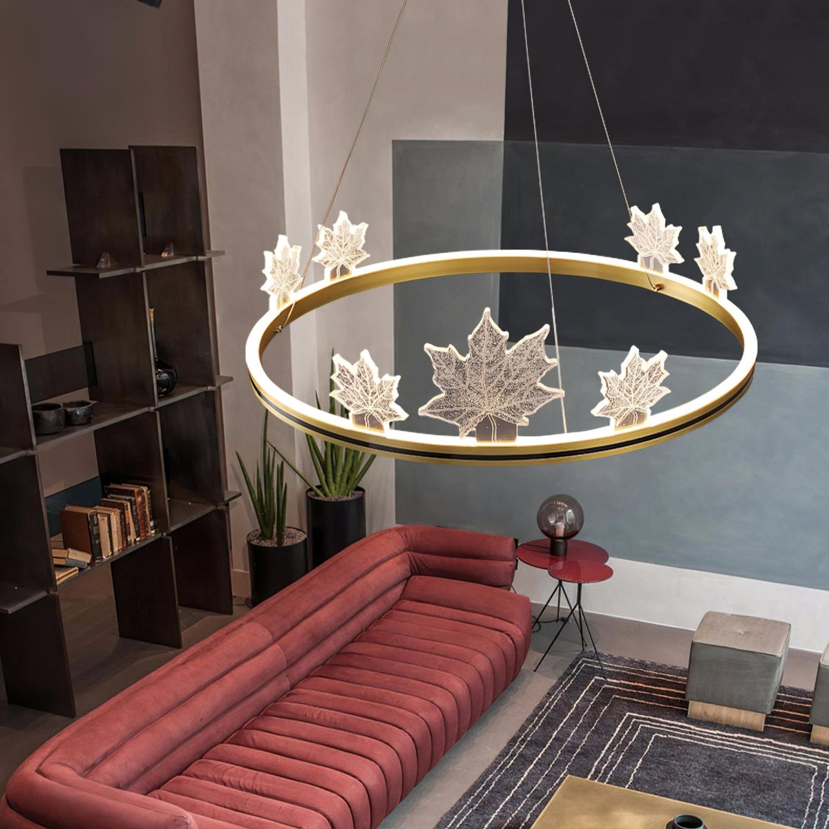 Ion Leaf Modern LED Chandelier in Gold or Black for Dining Room and Living Room