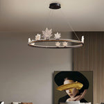 Ion Leaf Modern LED Chandelier in Gold or Black for Dining Room and Living Room