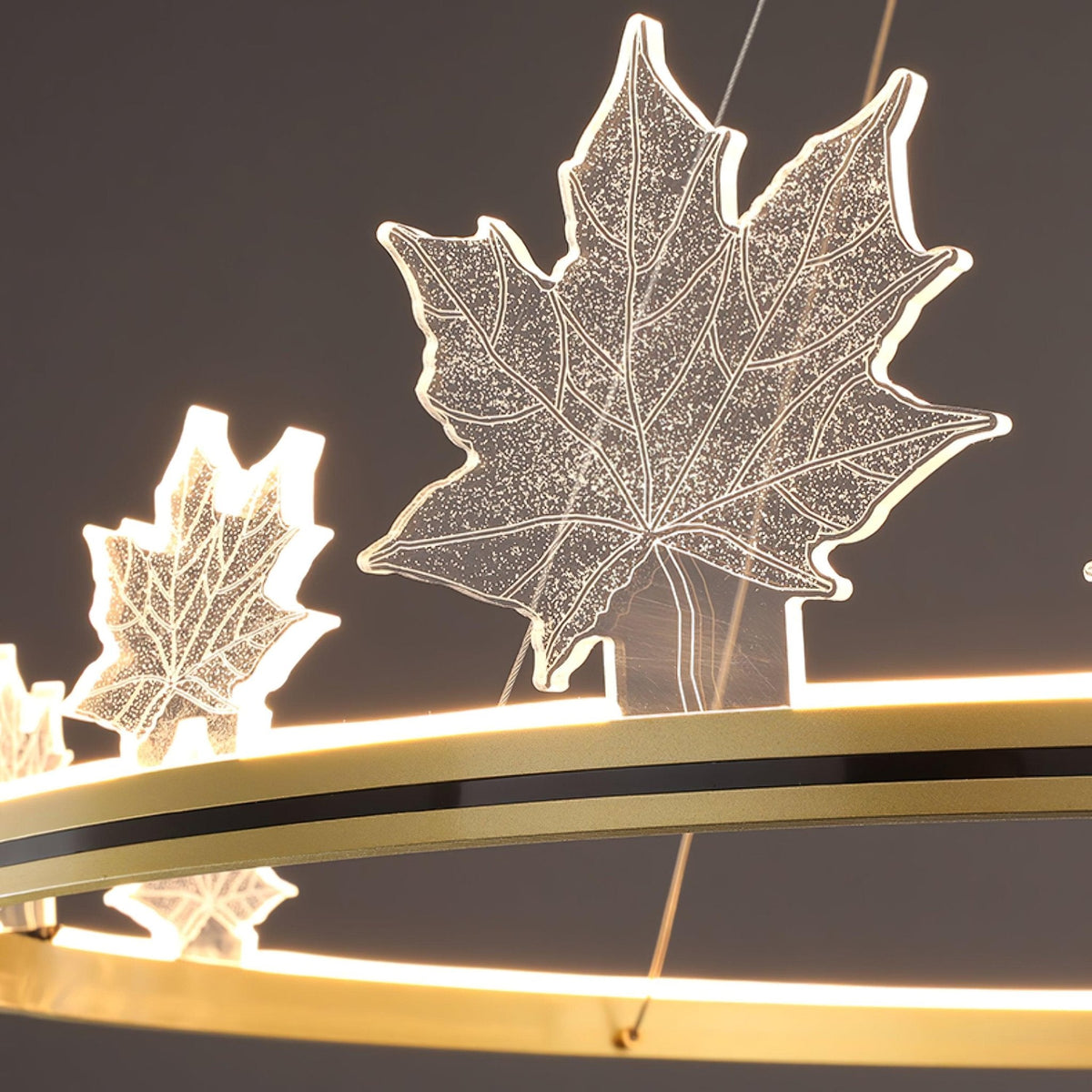 Ion Leaf Modern LED Chandelier in Gold or Black for Dining Room and Living Room