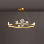 Ion Leaf Modern LED Chandelier in Gold or Black for Dining Room and Living Room