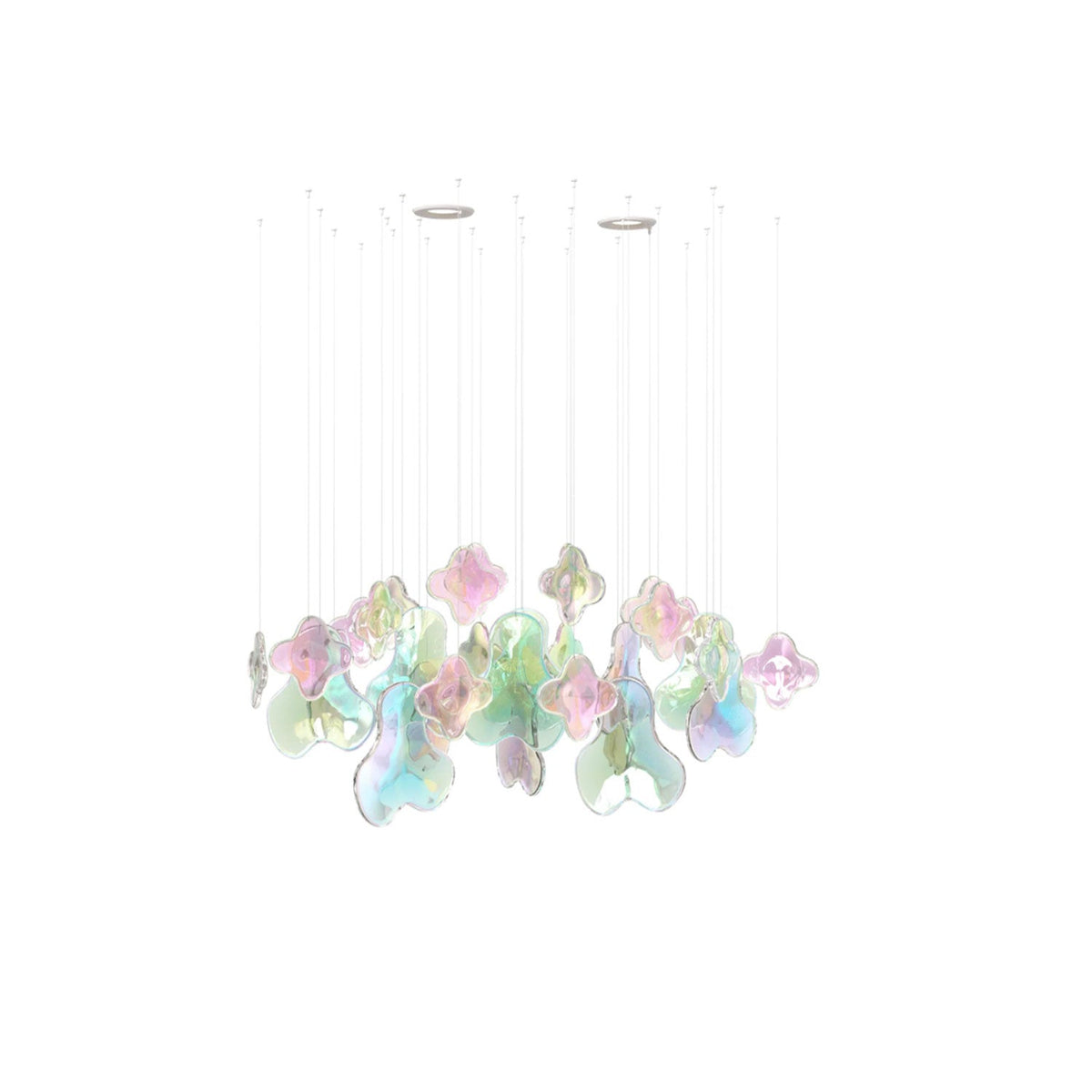 Iris Iridescent Blossom Chandelier – Modern Glass Pendant Light for Dining Room & Living Room