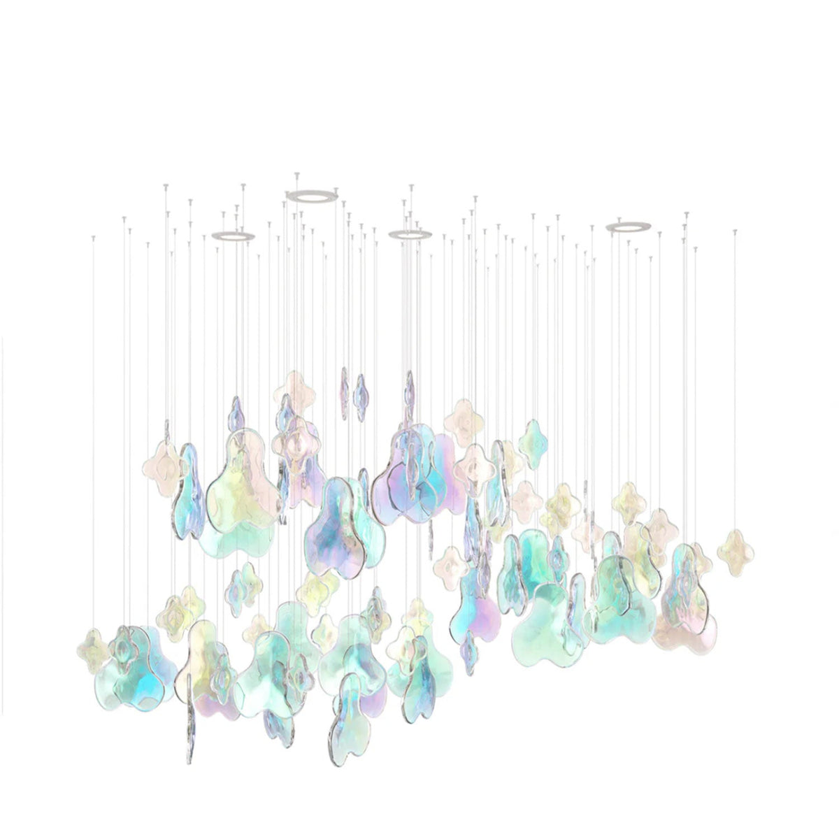 Iris Iridescent Blossom Chandelier – Modern Glass Pendant Light for Dining Room & Living Room