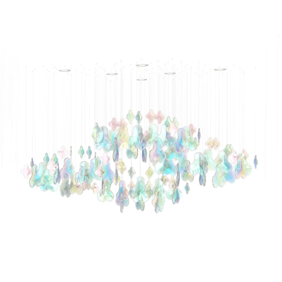 Iris Iridescent Blossom Chandelier – Modern Glass Pendant Light for Dining Room & Living Room