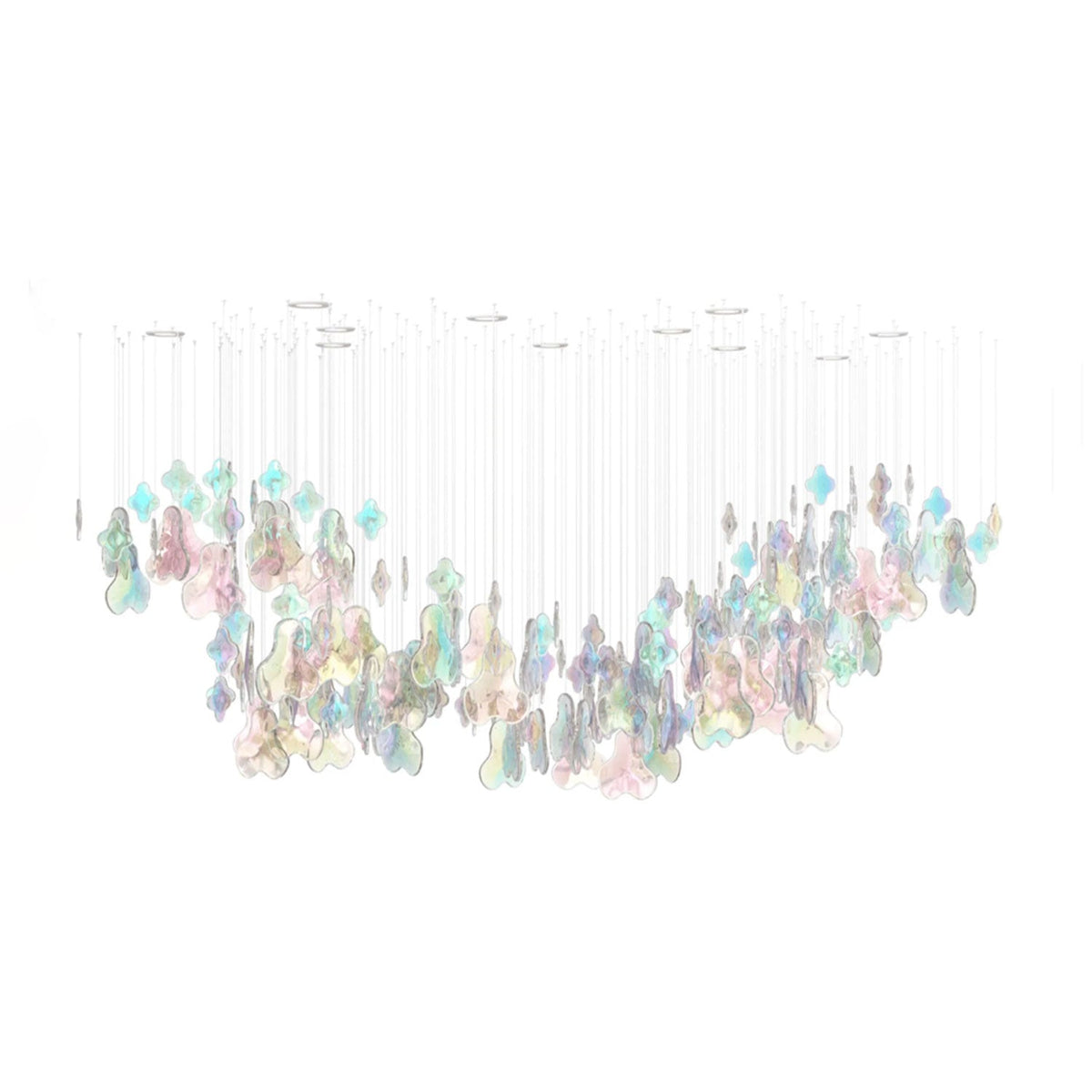 Iris Iridescent Blossom Chandelier – Modern Glass Pendant Light for Dining Room & Living Room