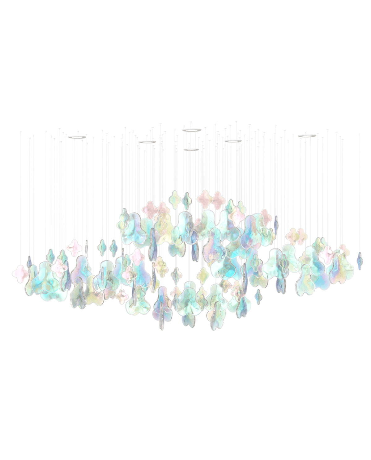 Iris Iridescent Blossom Chandelier – Modern Glass Pendant Light for Dining Room & Living Room