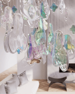 Iris Iridescent Blossom Chandelier – Modern Glass Pendant Light for Dining Room & Living Room