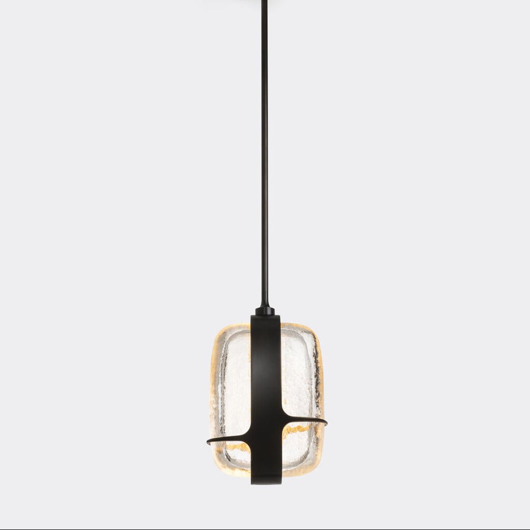 Ardin Textured Glass Pendant Light in Brushed Brass | Modern LED Hanging Lamp
