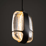 Ardin Textured Glass Pendant Light in Brushed Brass | Modern LED Hanging Lamp