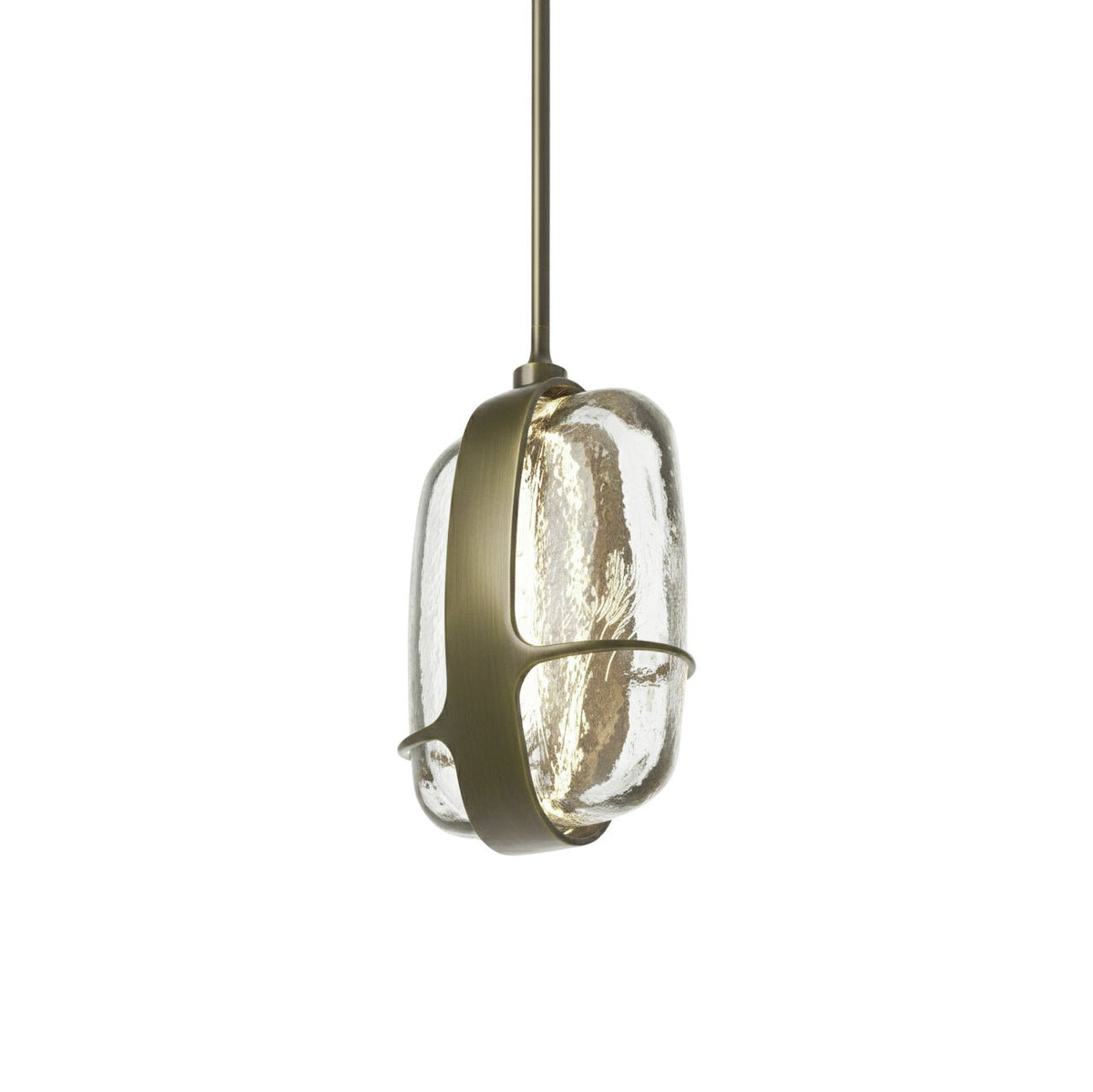 Ardin Textured Glass Pendant Light in Brushed Brass | Modern LED Hanging Lamp