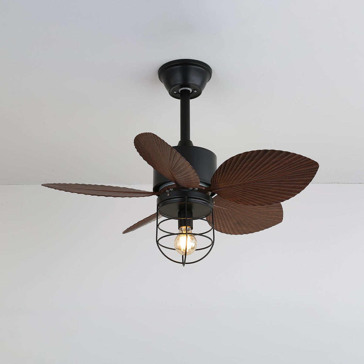 Isabella Breeze Ceiling Fan Light with Palm Leaf Blades and Edison Bulb