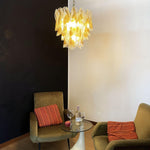Isabella Glass Chandelier – Gold Leaf Floral Pendant for Dining Room