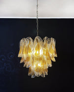 Isabella Glass Chandelier – Gold Leaf Floral Pendant for Dining Room